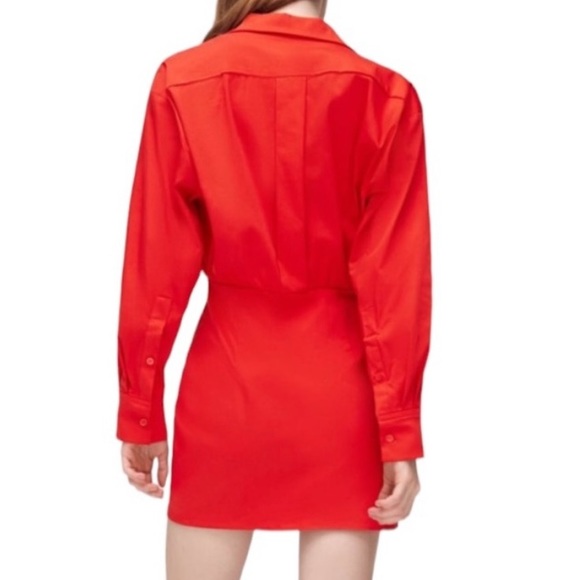 New ZARA POPLIN SHIRT RED DRESS - Picture 7 of 14